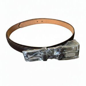 Genuine Leather Men's Dress Belt – Dark Brown with Silver Buckle – Size XL XX